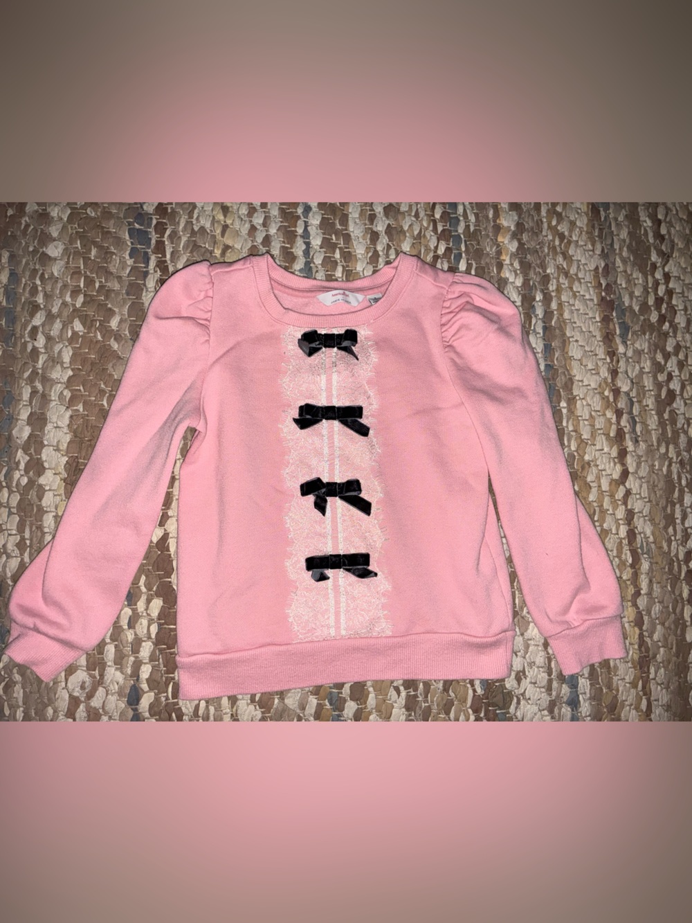 Janie and Jack Pink Long-Sleeve Sweatshirt with Black Bows